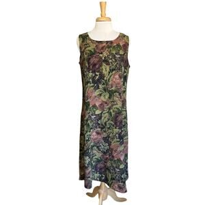 Vintage Courtenay Cottagecore Floral Shabby Chic Sleeveless Midi Dress Womens 14
